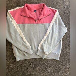 Old Navy Pink and Gray Zip-Up Sweater
